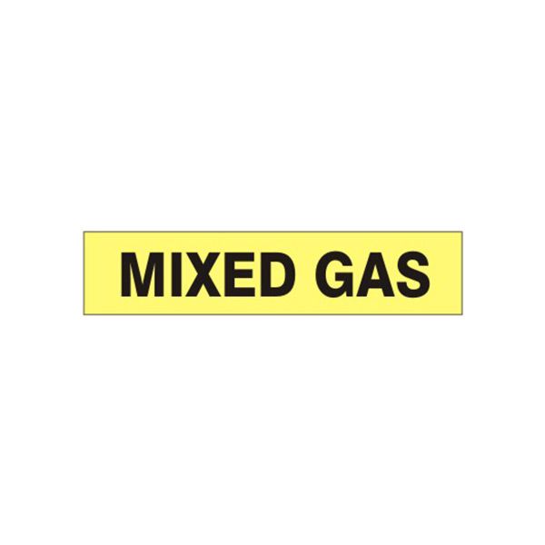 Mixed Gas - Pipe Marker sign, Adhesive Vinyl, 1.125X8