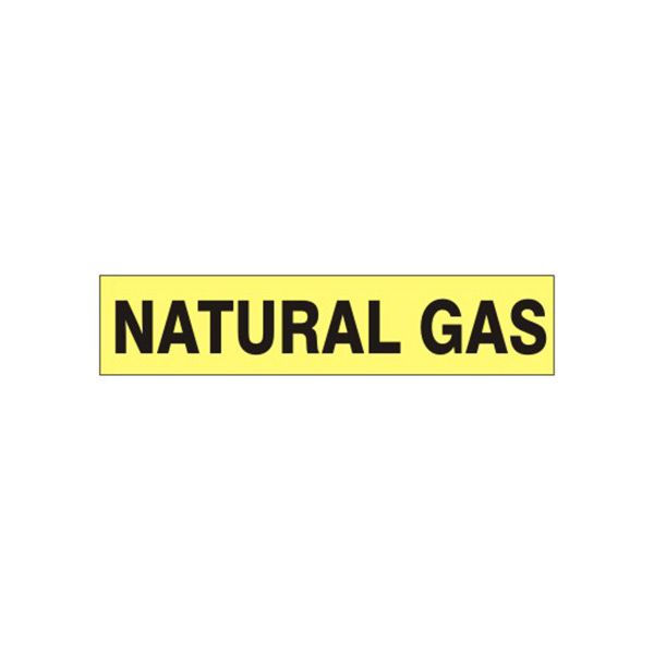 Natural Gas - Pipe Marker sign, Adhesive Vinyl, 1.125X8