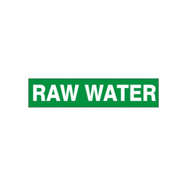 Raw Water - Pipe Marker sign, Adhesive Vinyl, 1.125X8