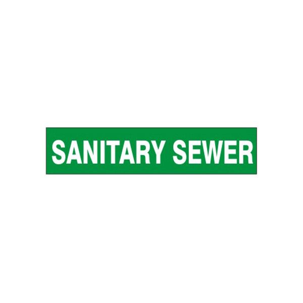 Sanitary Sewer - Pipe Marker sign, Adhesive Vinyl, 1.125X8
