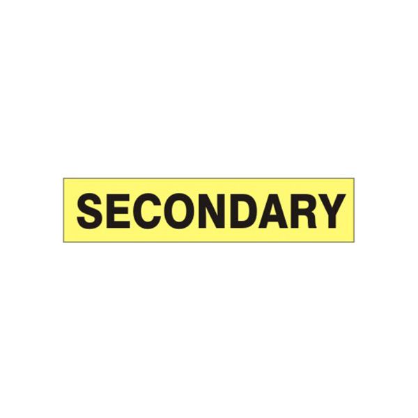 Secondary - Pipe Marker sign, Adhesive Vinyl, 1.125X8