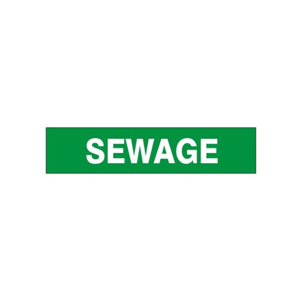 Sewage - Pipe Marker sign, Adhesive Vinyl, 1.125X8