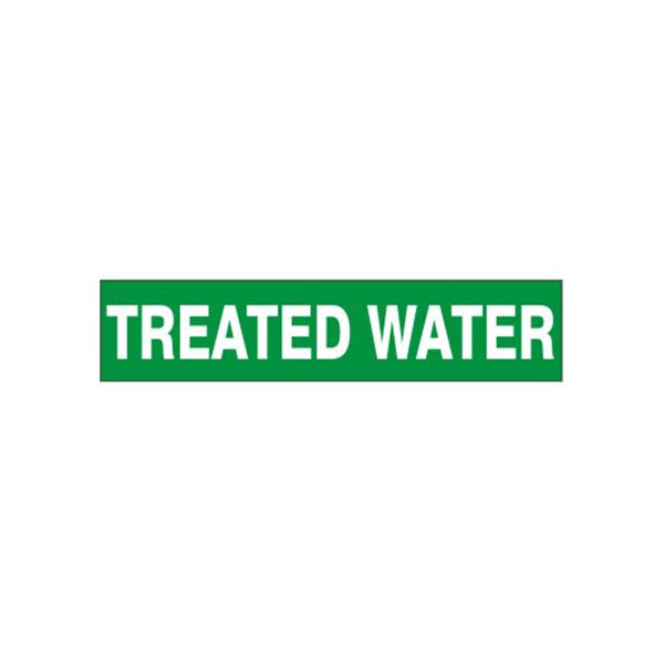 Treated Water - Pipe Marker label, Adhesive Vinyl 25/Pk, 1.125X8