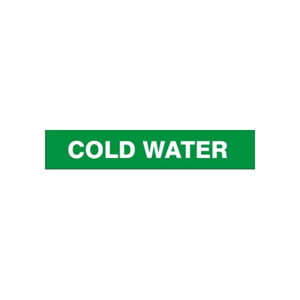 Cold Water - Pipe Marker, Adhesive Vinyl, 1.125X8