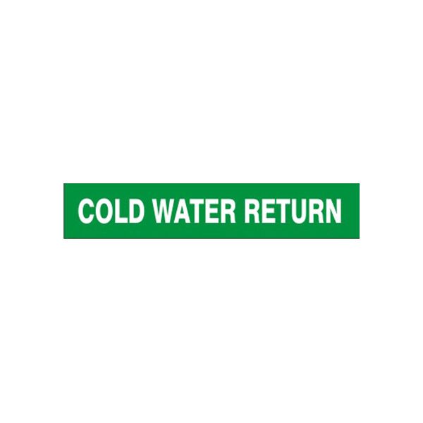 Cold Water Return - Pipe Marker, Adhesive Vinyl, 1.125X8