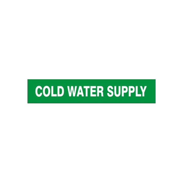Cold Water Supply - Pipe Marker, Adhesive Vinyl, 1.125X8