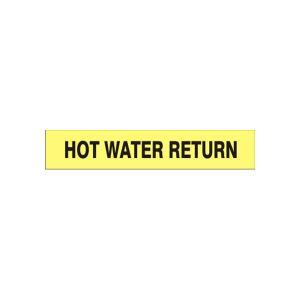 Hot Water Return - Pipe Marker sign, Adhesive Vinyl, 3X24