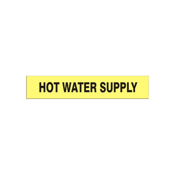 Hot Water Supply - Pipe Marker sign, Adhesive Vinyl, 1.125X8
