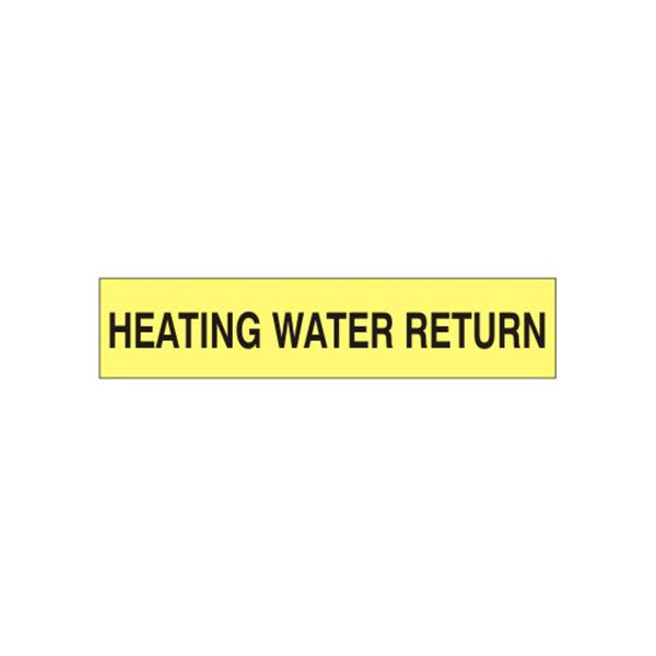 Heating Water Return - Pipe Marker sign, Adhesive Vinyl, 1.125X8