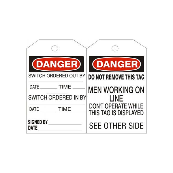 Danger Switch Order Tags, Rigid Vinyl, 6.125X3