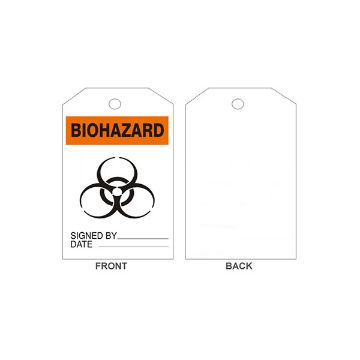 Biohazard Picto Tag - VT-203 Biohazard Picto Tag, Rigid Vinyl, 6.125X3
