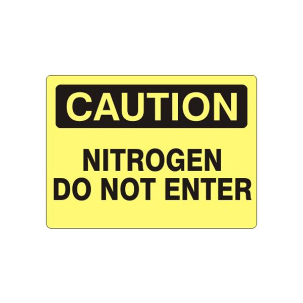 Caution: Nitrogen Do Not Enter sign, Aluminum (.040), 10X14