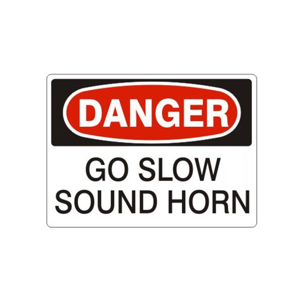 Danger: Go Slow Sound Horn sign, Adhesive Vinyl, 10X14