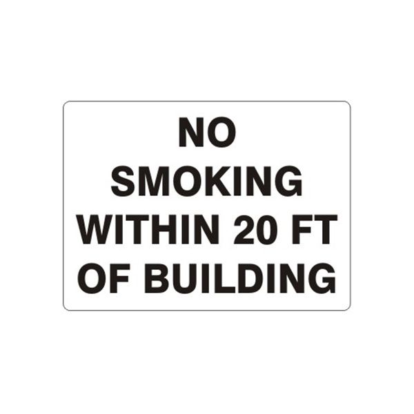 No Smoking Within 20Ft Of Building sign, Adhesive Vinyl, 7X10