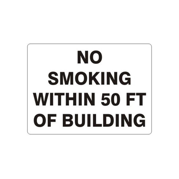 No Smoking Within 50 Ft Of Building sign, Adhesive Vinyl, 7X10