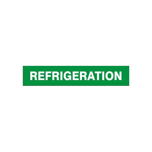 Refrigeration - Pipe Marker sign, Adhesive Vinyl, 1.125X8