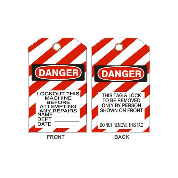 Danger Lockout This Machine Before Attempting Any Repair Tags, Tagboard, 6.125X3