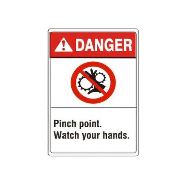 Danger:Pinch Point.  Watch Your Hands. Hand Picto sign, Adhesive Vinyl, 10X7