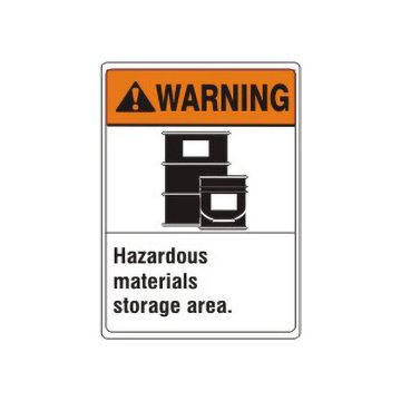 Warning: Hazardous Materials Storage Area. Barrels Picto - Warning Sign sign - AN-1333 Warning: Hazardous Materials Storage Area. Barrels Picto - Warning Sign sign, Plastic (.040), 14X10