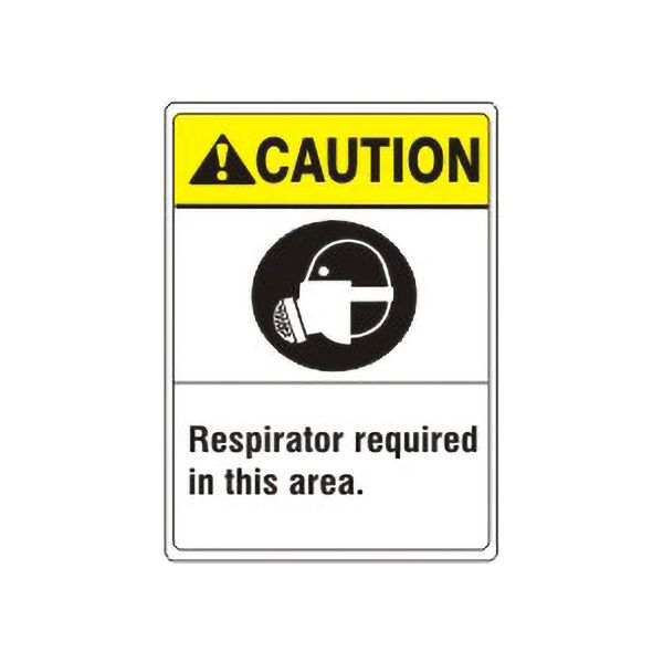 Caution: Respirator Required In This Area. Respirator Picto sign, Plastic (.040), 14X10