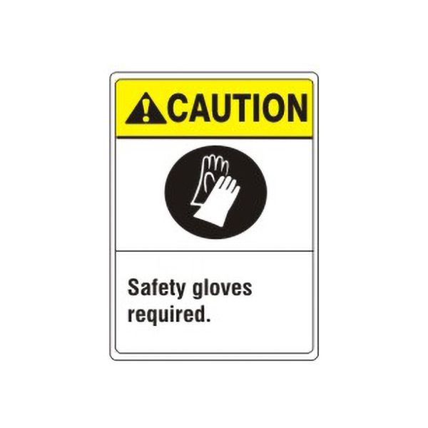 Caution: Safety Gloves Required. Glove Picto sign, Adhesive Vinyl, 10X7