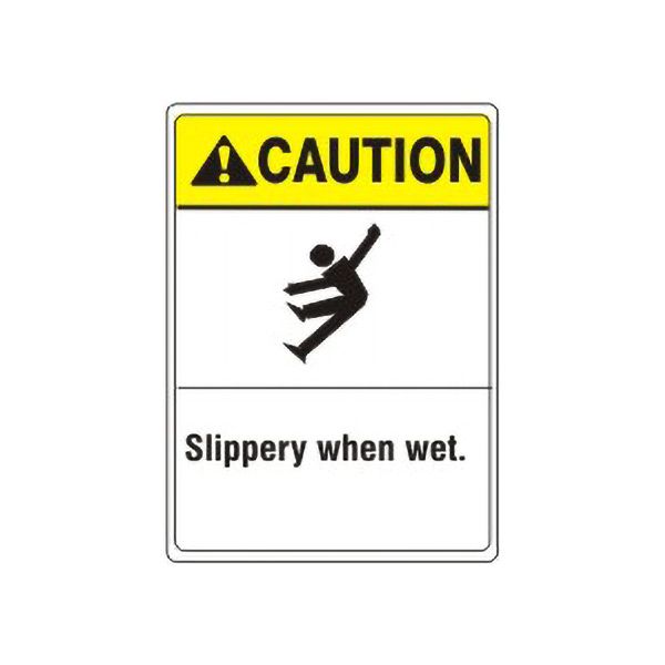 Caution: Slippery When Wet. Falling Picto sign, Adhesive Vinyl, 10X7