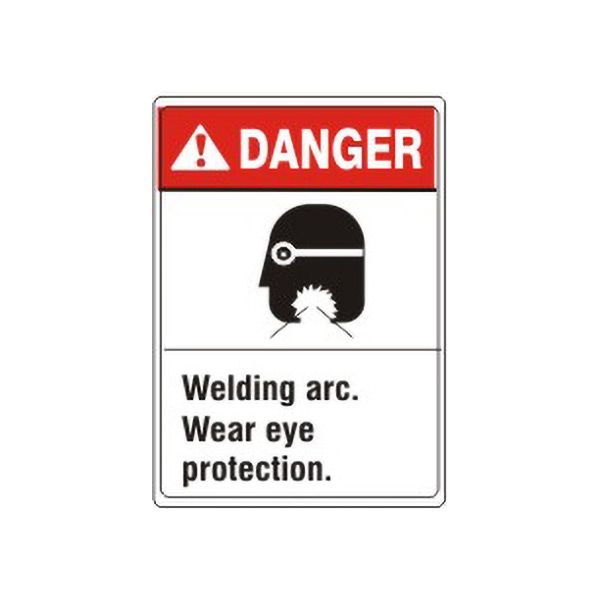 Danger:ANSI Header Welding Arc. Wear Eye Protection sign, Plastic (.040), 14X10