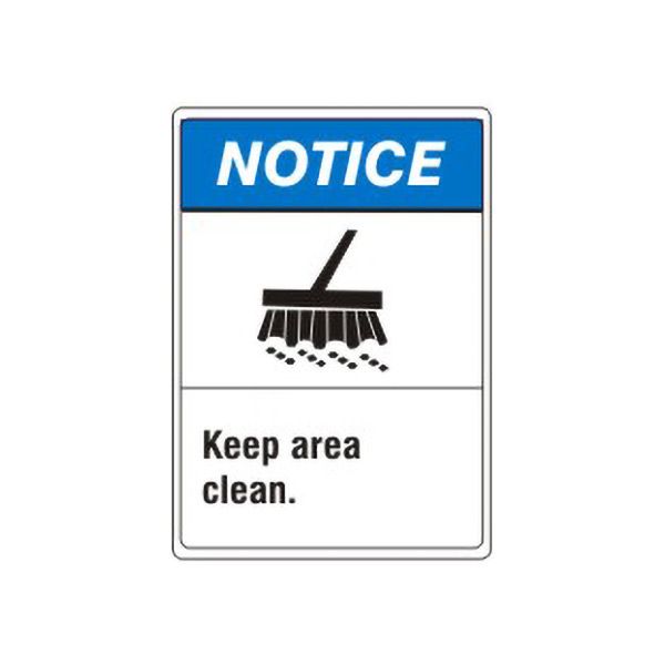 Notice: Keep Area Clean Picto ANSI Header sign, Plastic (.040), 10X7