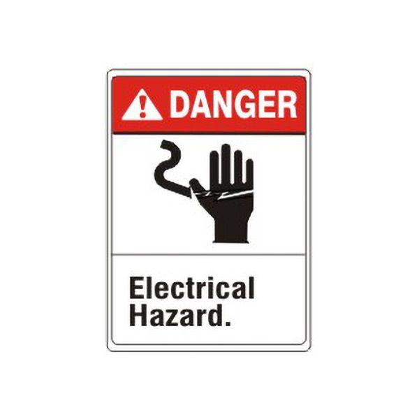 Danger:Electrical Hazard.  With Picto Of Hand Being Shocked sign, Aluminum (.040), 14X10