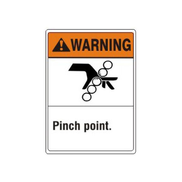 Warning: Pinch Point W Picto - Warning Sign sign, Plastic (.040), 10X7