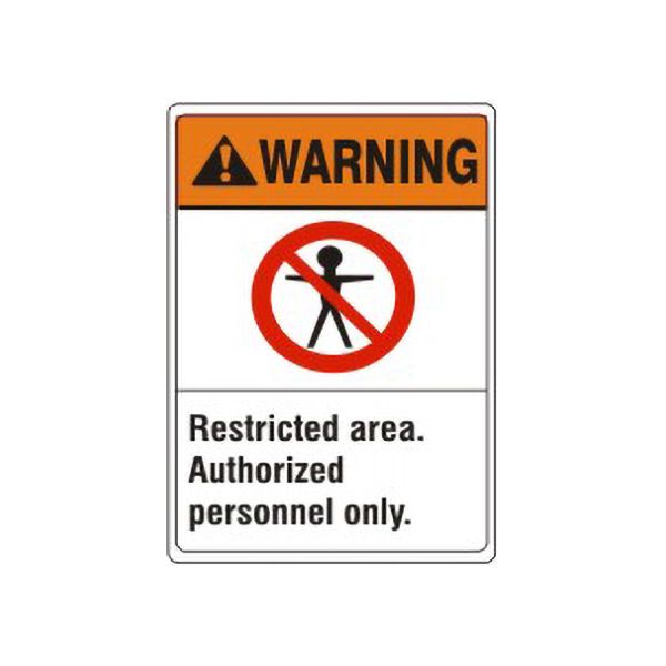 Warning: Restricted Area. Authorized Personnel Only.  Person Picto - Warning Sign sign, Aluminum (.040), 14X10