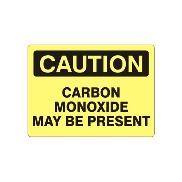 Caution: Carbon Monoxide May Be Present sign, Aluminum (.040), 10X14