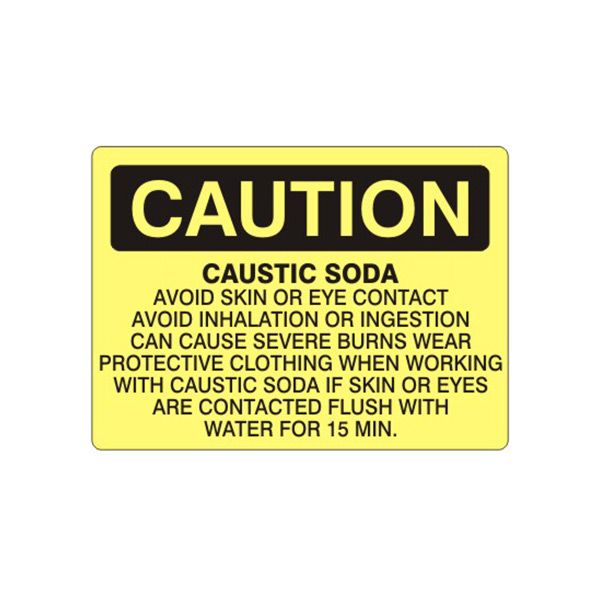 Caution: Caustic Soda Avoid Skin Or Eye Contact Avoid Inhalation Or sign, Aluminum (.040), 14X20