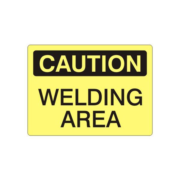 Caution: Welding Area sign, Adhesive Vinyl, 7X10
