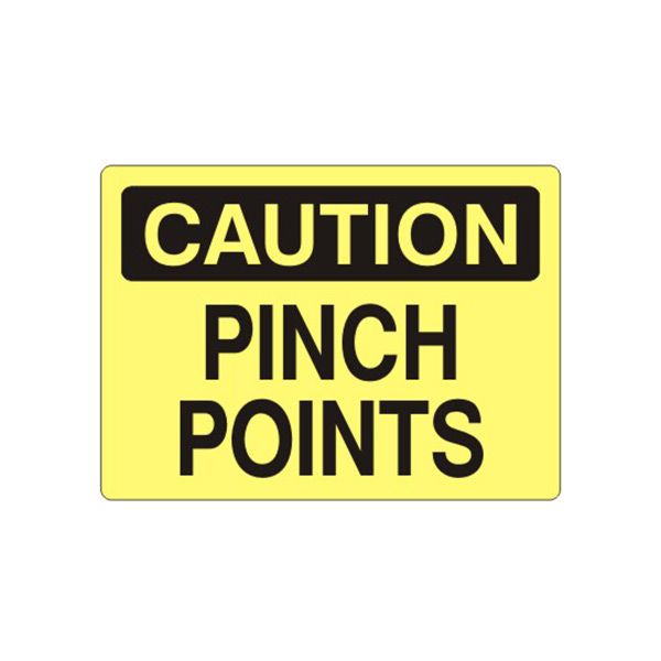 Caution: Pinch Points sign, Plastic (.040), 14X20
