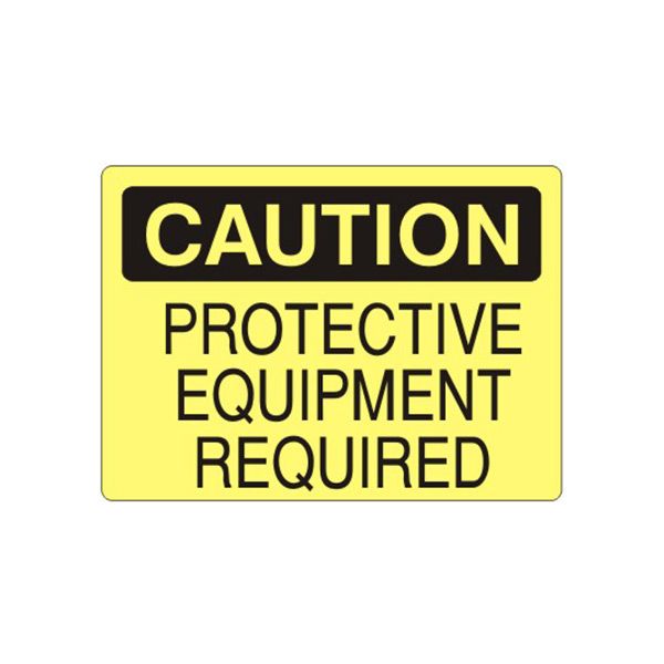 Caution: Protective Equipment Required sign, Plastic (.040), 14X20