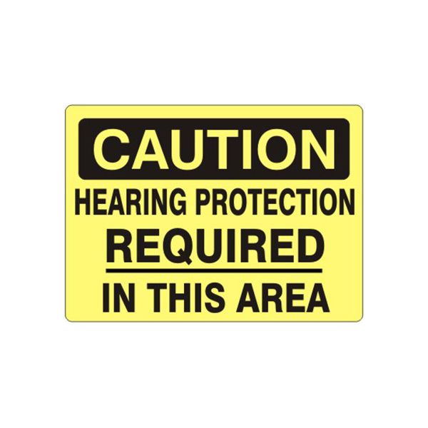 Caution: Hearing Protection Required In This Area sign, Plastic (.040), 14X20