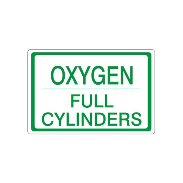 Oxygen Full Cylinders – Cylinder Label, Adhesive Vinyl, 7X10