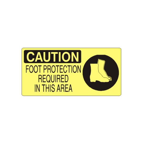 Caution: Foot Protection Required In This Area With Boot Picto sign, Aluminum (.040), 7X17