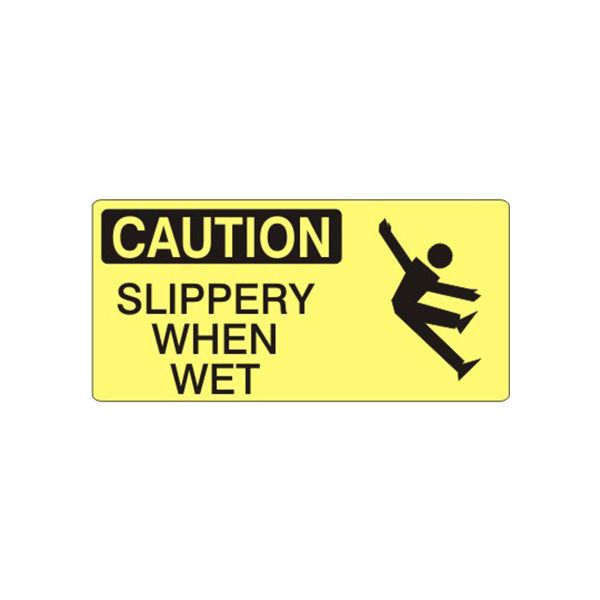 Caution: Slippery When Wet With Falling Picto sign, Aluminum (.040), 7X17