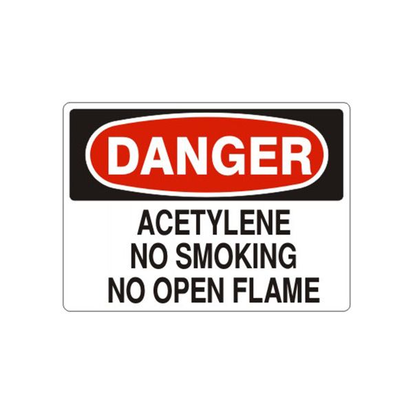 Danger: Acetylene No Smoking No Open Flame sign, Adhesive Vinyl, 10X14