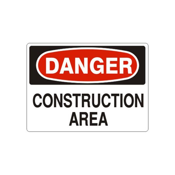 Danger: Construction Area sign, Aluminum (.040), 14X20