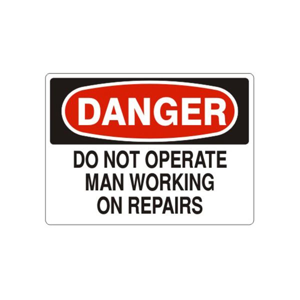 Danger Do Not Operate Man Working On Repairs sign, Aluminum (.040), 7X10