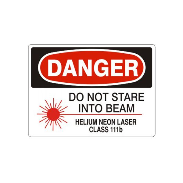 Danger: Do Not Stare Into Beam Helium Neon Laser Class 111B, Plastic (.040), 7X10