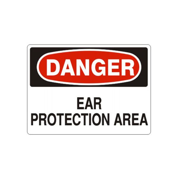 Danger Ear Protection Area sign, Aluminum (.040), 10X14