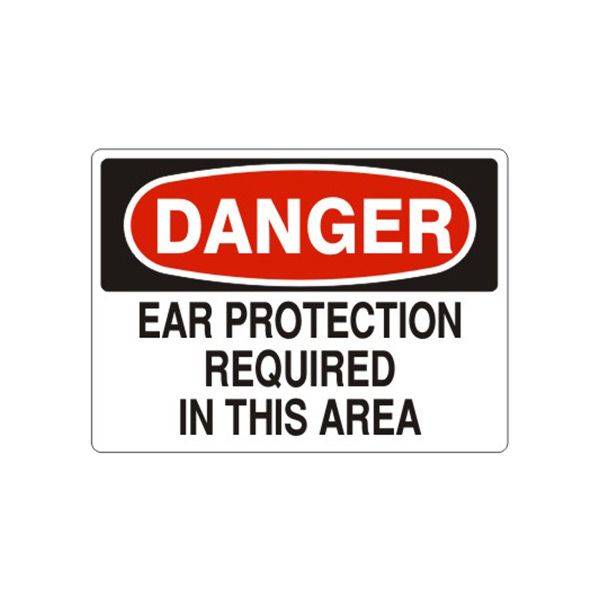 Danger Ear Protection Required In This Area sign, Aluminum (.040), 10X14