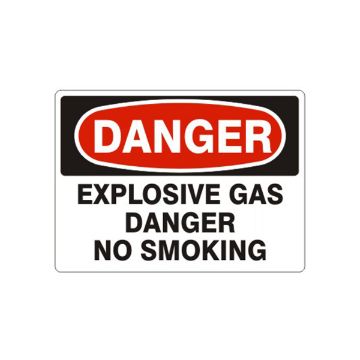 Danger: Explosive Gas Danger No Smoking - D-162043 Danger: Explosive Gas Danger No Smoking, Plastic (.040), 14X20