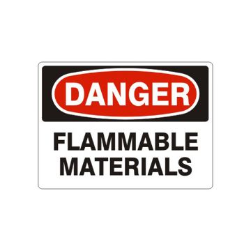 Danger: Flammable Materials sign - D-261244 Danger: Flammable Materials sign, Adhesive Vinyl, 14X20