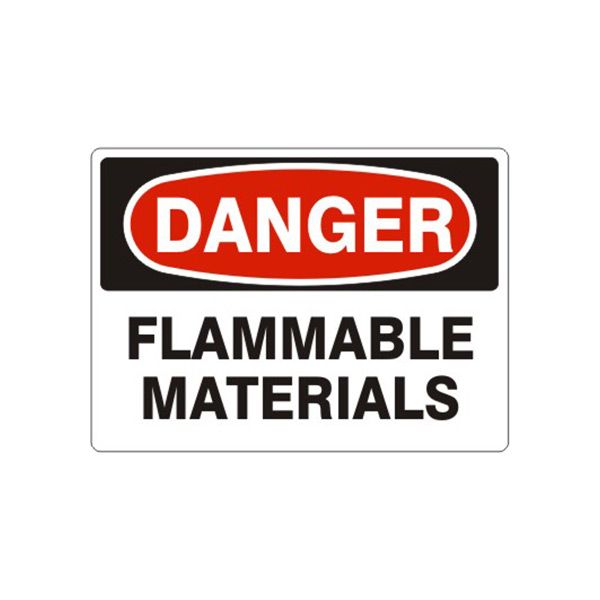 Danger: Flammable Materials sign, Adhesive Vinyl, 14X20