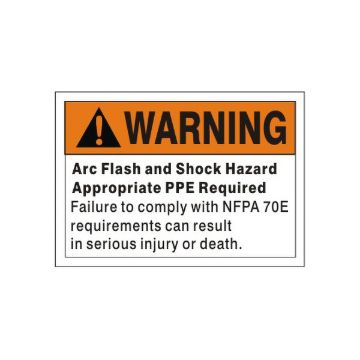 Warning:  Arc Flash And Shock Hazard Appropriate PPE Required Failure sign - AF-651421 Warning:  Arc Flash And Shock Hazard Appropriate PPE Required Failure sign, Aluminum (.040), 7X10
